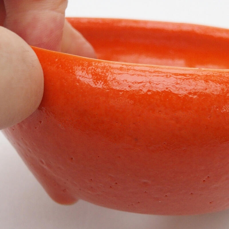 Keramik-Bonsaischale 10,5 x 10,5 x 4,5 cm, Farbe Orange