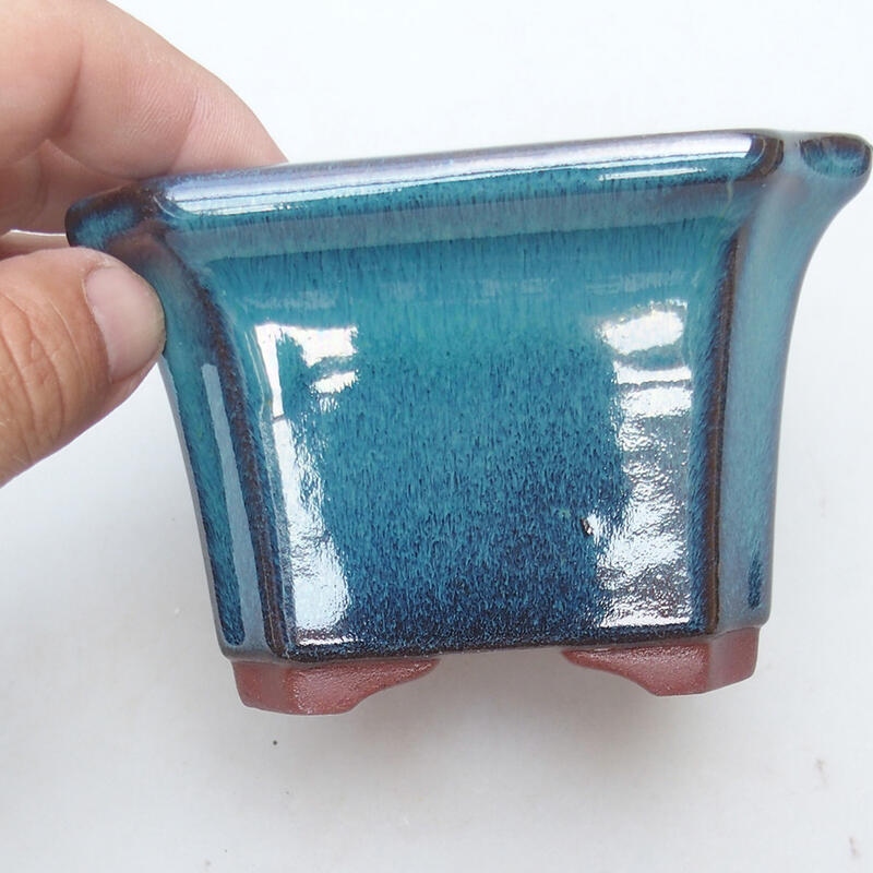 Bonsaischale aus Keramik 10,5 x 10,5 x 7,5 cm, Farbe blau