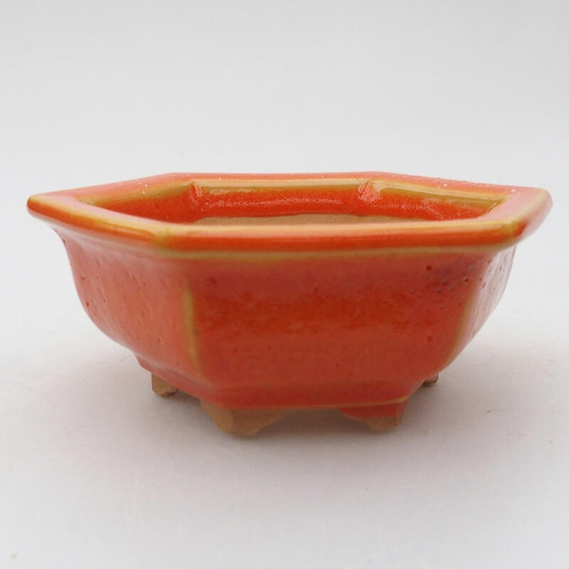 Keramik-Bonsaischale 10,5 x 10 x 4 cm, Farbe Orange