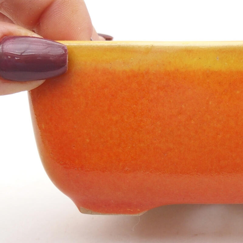 Bonsaischale aus Keramik 10,5 x 7,5 x 4,5 cm, orange Farbe