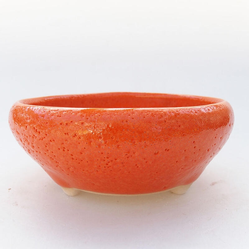 Keramik-Bonsaischale 11,5 x 11,5 x 4,5 cm, Farbe Orange