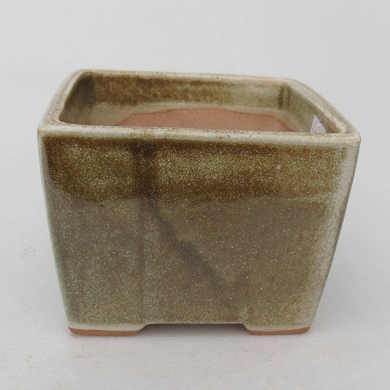 Keramik-Bonsaischale 11,5 x 11,5 x 8,5 cm, Farbe grün