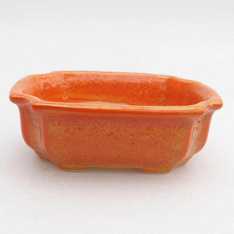 Keramik-Bonsaischale 11,5 x 8,5 x 4 cm, Farbe gelb-orange