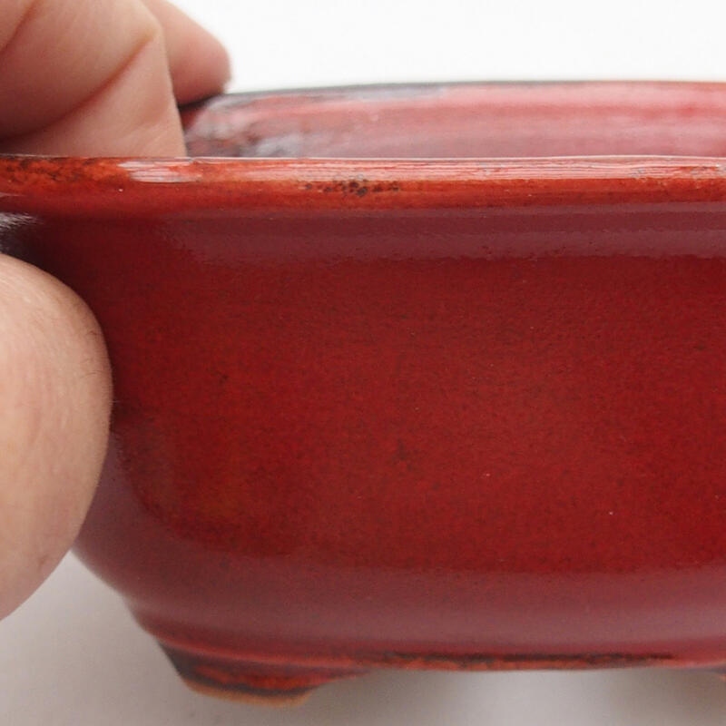 Keramik-Bonsaischale 11,5 x 8 x 5 cm, Farbe Rot