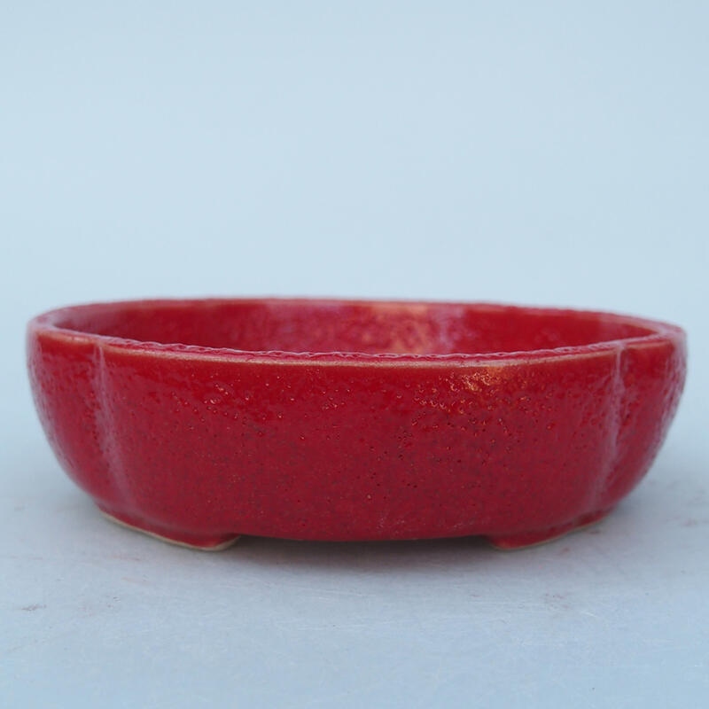 Keramik-Bonsaischale 11 x 11 x 2,5 cm, Farbe Rot