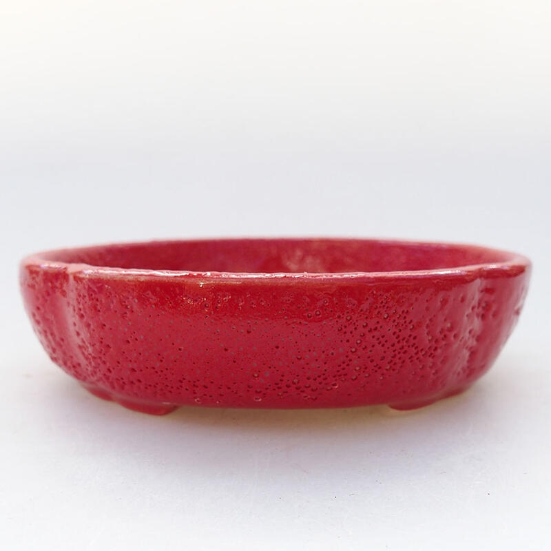 Keramik-Bonsaischale 11 x 11 x 3 cm, Farbe Rot