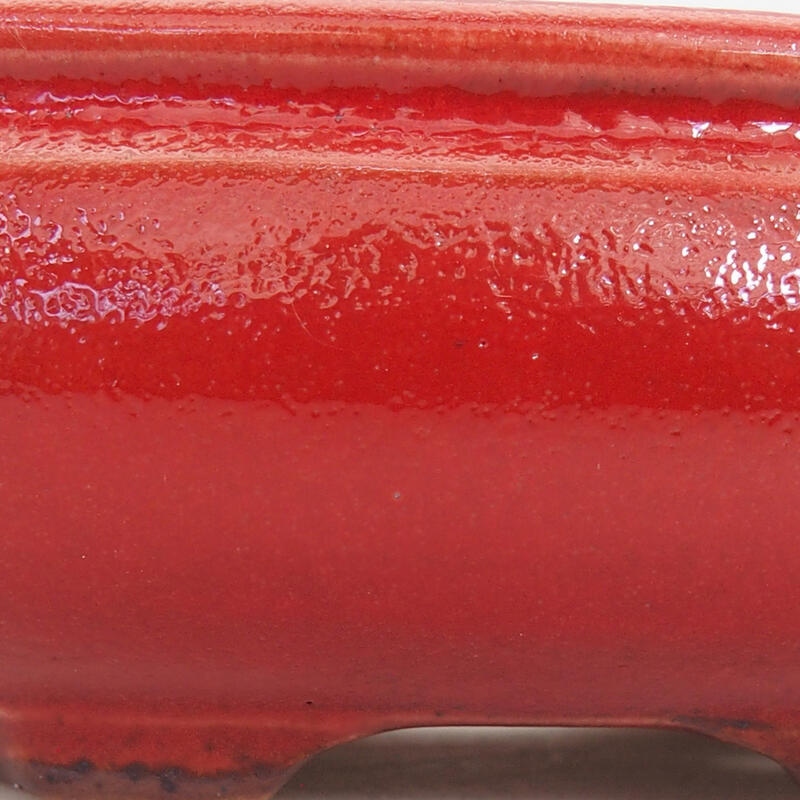 Keramik-Bonsaischale 11 x 11 x 4 cm, Farbe Rot