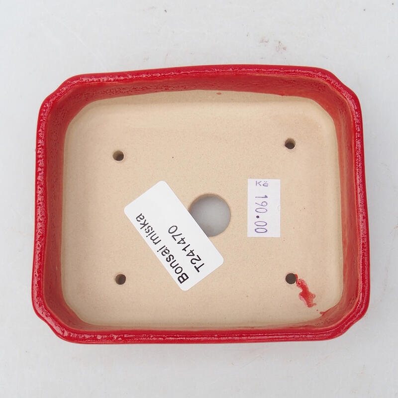 Keramik-Bonsaischale 11 x 9,5 x 3 cm, Farbe Rot