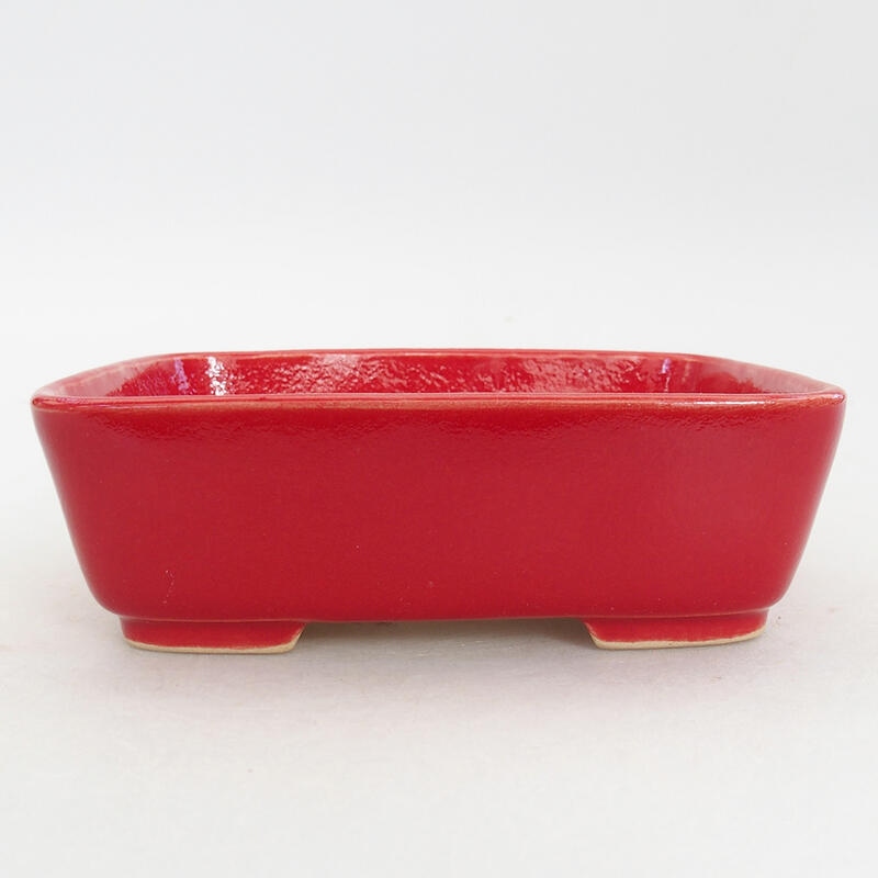 Keramik-Bonsaischale 12,5 x 10 x 4 cm, Farbe Rot