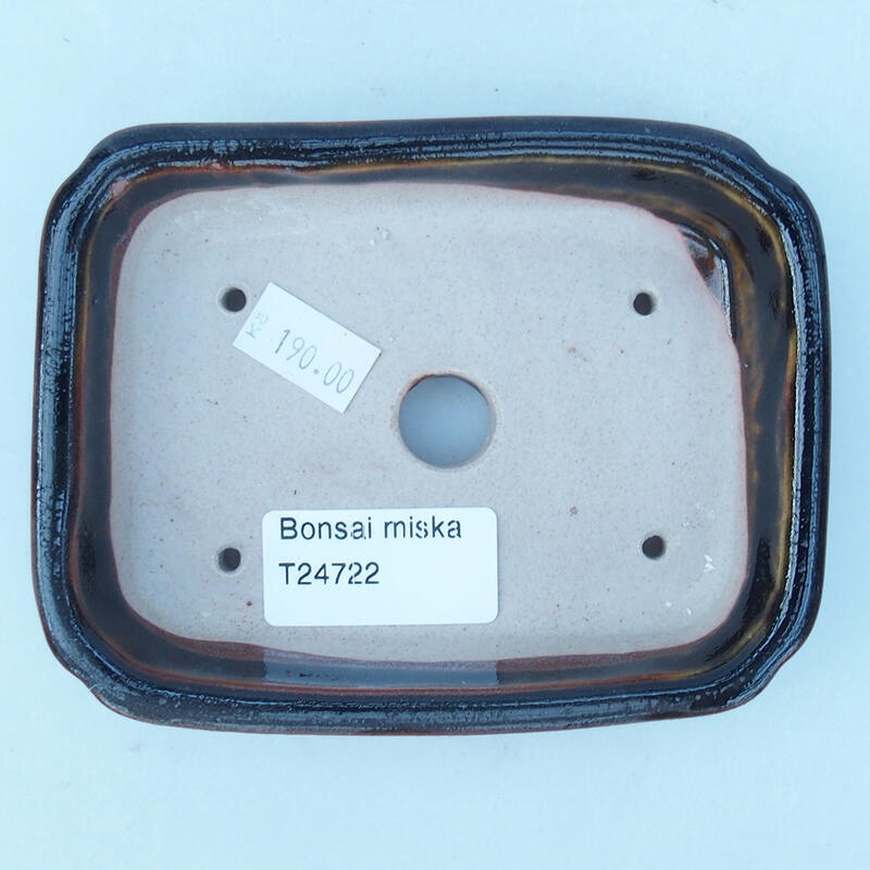 Keramik-Bonsaischale 12 x 9,5 x 3 cm, Farbe schwarzbraun