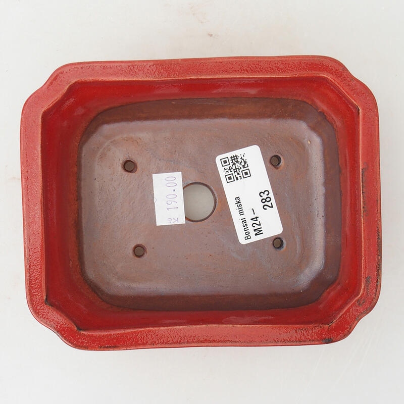 Keramik-Bonsaischale 13 x 10,5 x 4 cm, Farbe Rot