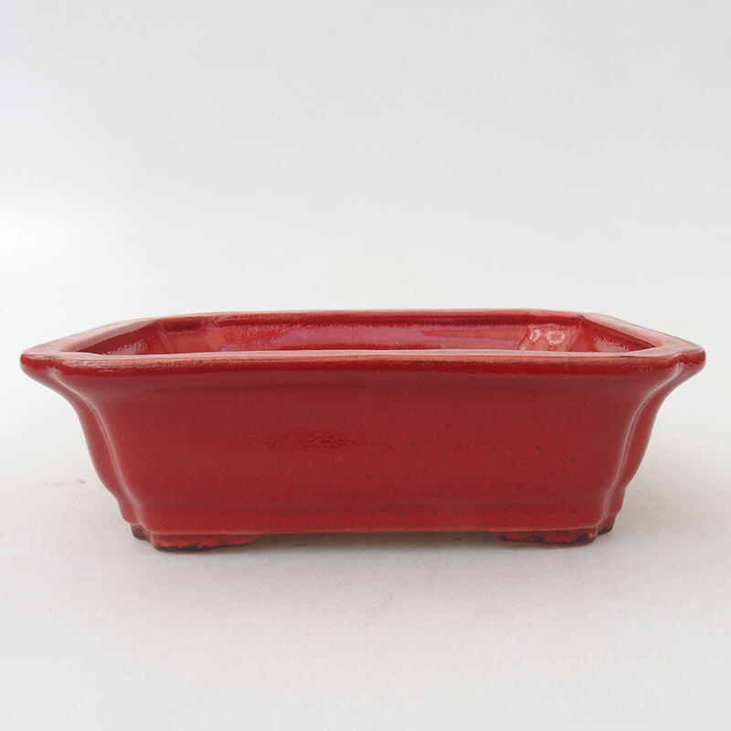 Keramik-Bonsaischale 13 x 10,5 x 4 cm, Farbe Rot