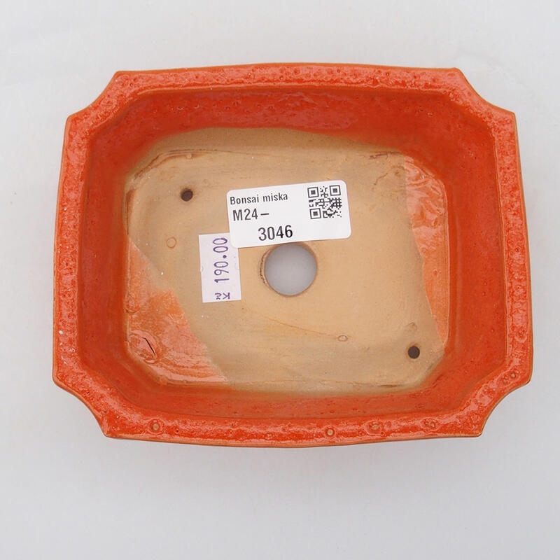 Keramik-Bonsaischale 13 x 10 x 4 cm, Farbe Orange