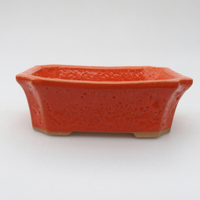 Keramik-Bonsaischale 13 x 10 x 4 cm, Farbe Orange