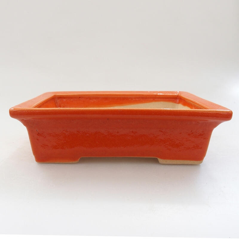 Keramik-Bonsaischale 13 x 10 x 4 cm, Farbe Orange