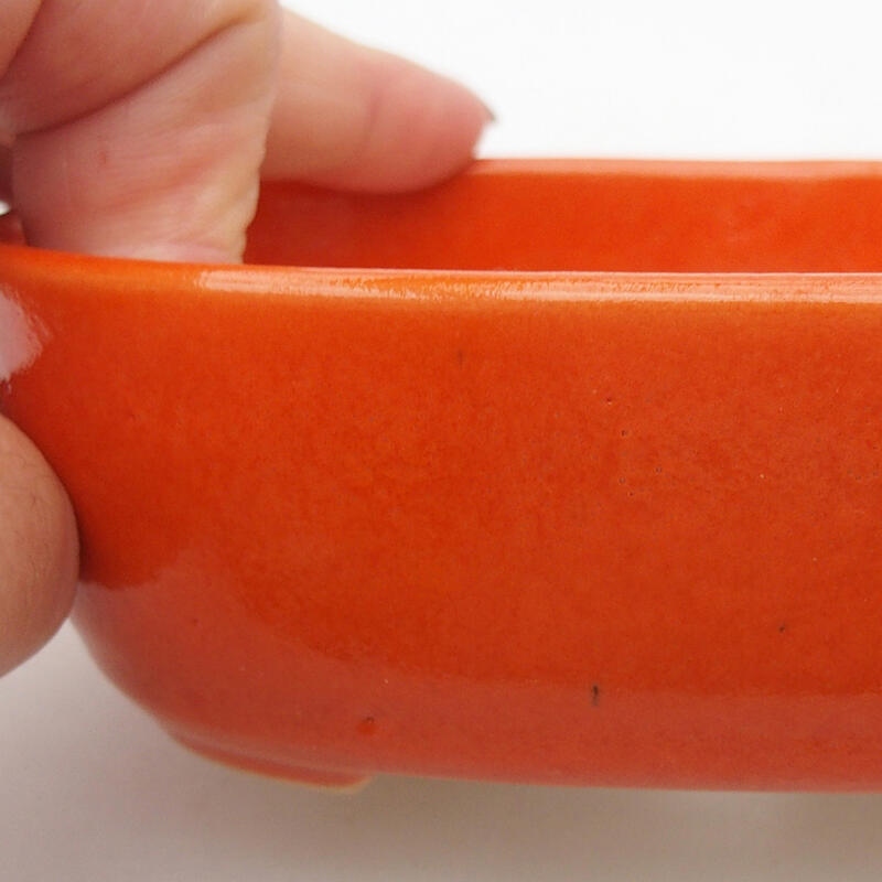 Keramik-Bonsaischale 13 x 8,5 x 3,5 cm, Farbe Orange