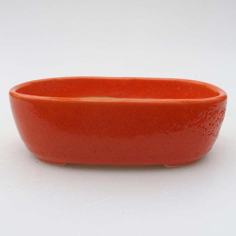 Keramik-Bonsaischale 13 x 8,5 x 3,5 cm, Farbe Orange