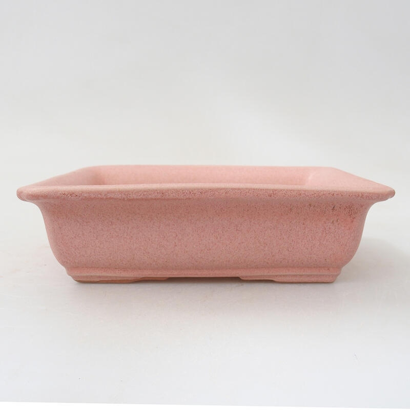 Keramik-Bonsaischale 14 x 10,5 x 4 cm, Farbe rosa