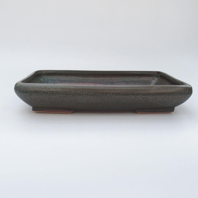 Keramik-Bonsaischale 23,5 x 17 x 4 cm, Farbe grau