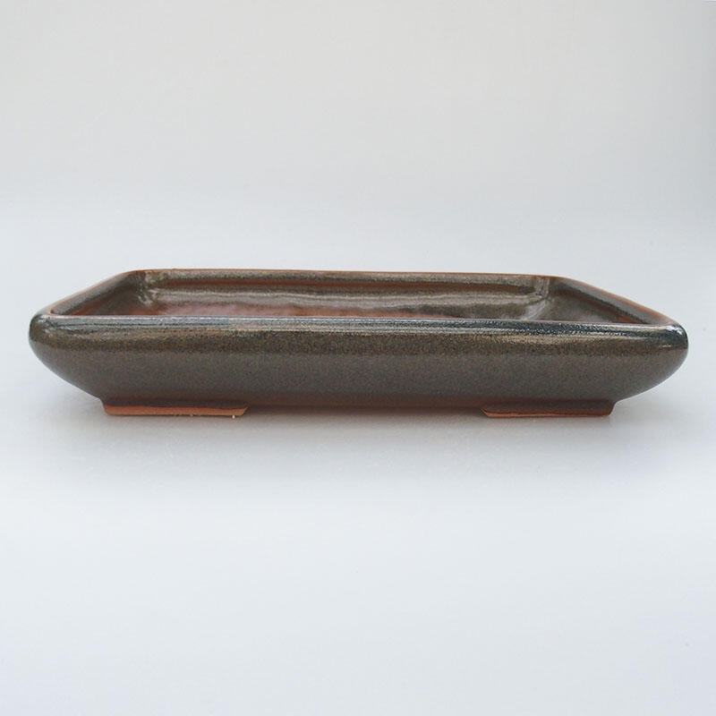 Keramik-Bonsaischale 23,5 x 17 x 4 cm, Farbe grau