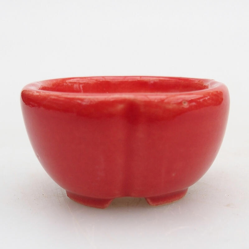 Bonsaischale aus Keramik, 4 x 4 x 2 cm, Farbe: rot