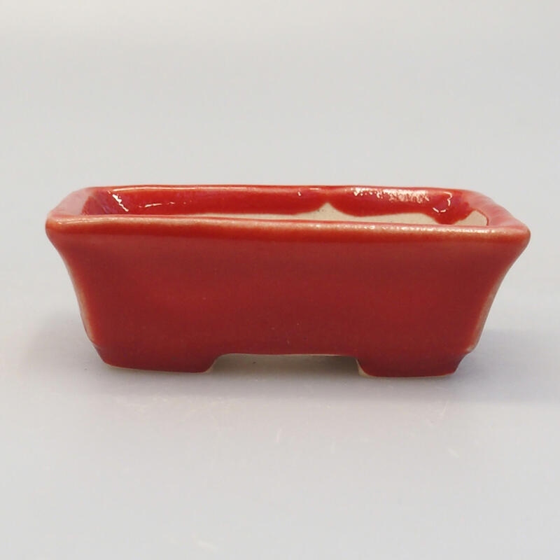 Keramik-Bonsaischale 5,5 x 3 x 2 cm, Farbe Rot