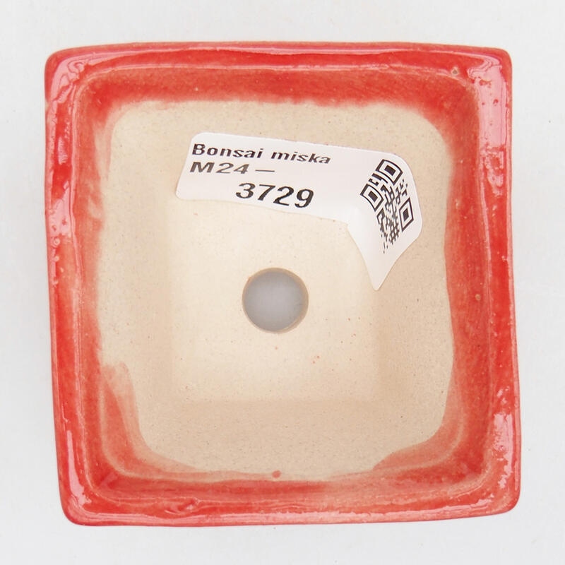 Bonsaischale aus Keramik, 5,5 x 5,5 x 3,5 cm, Farbe: rot