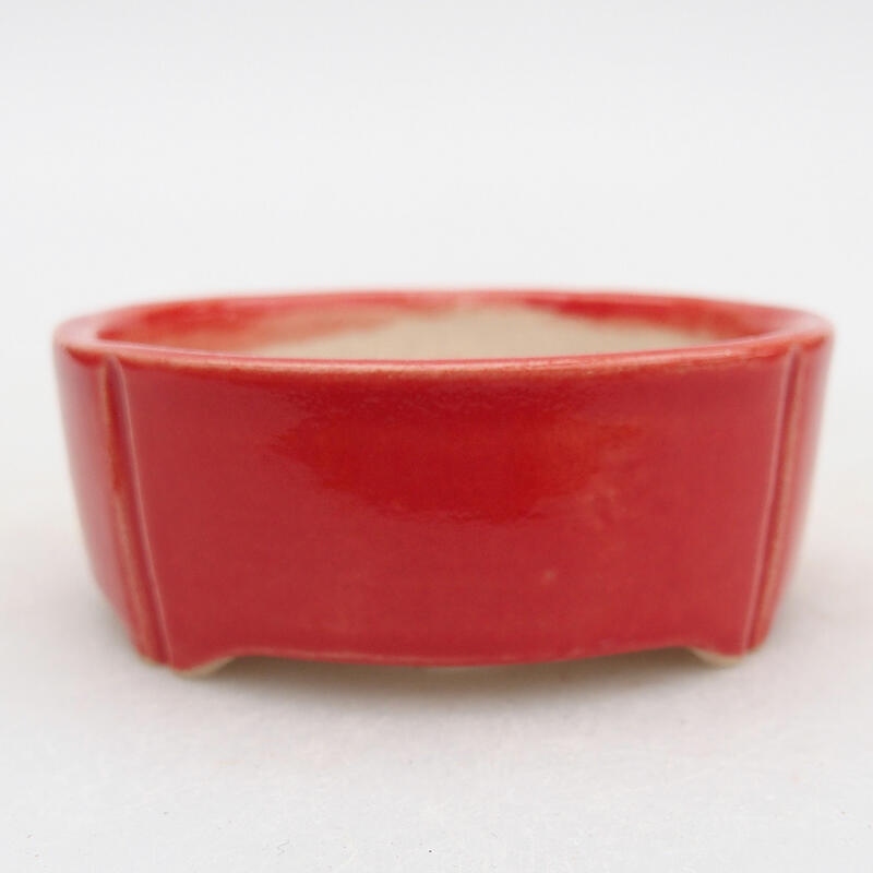 Bonsaischale aus Keramik, 6,5 x 6,5 x 2,5 cm, Farbe: rot