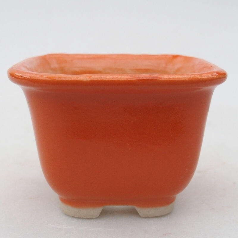 Bonsaischale aus Keramik 6,5 x 6,5 x 4,5 cm, orange Farbe