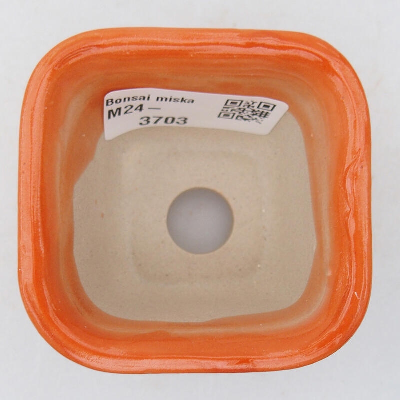 Bonsaischale aus Keramik 6,5 x 6,5 x 4,5 cm, orange Farbe