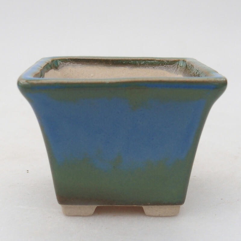 Keramik Bonsai Schale 6,5 x 6,5 x 5 cm, Farbe blau