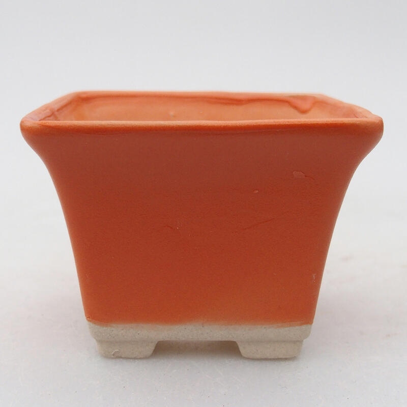 Bonsaischale aus Keramik 6,5 x 6,5 x 5 cm, orange Farbe