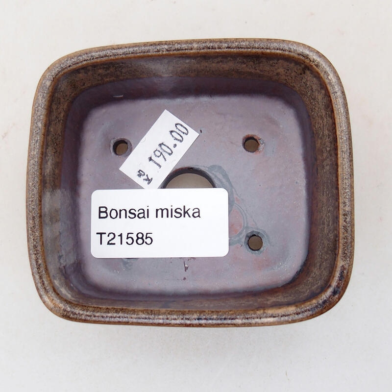 Bonsaischale aus Keramik 7,5 x 7 x 3 cm, braune Farbe