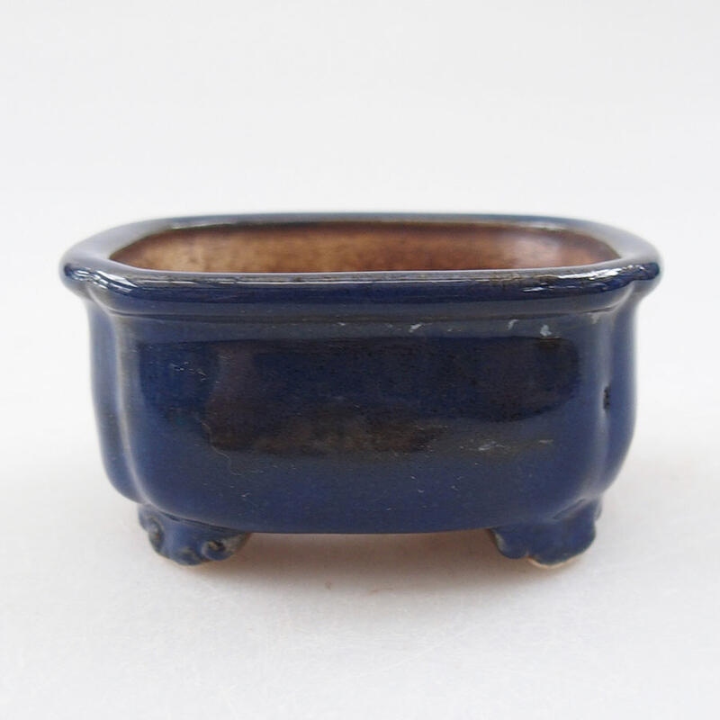 Keramik-Bonsaischale 7,5 x 7 x 4 cm, Farbe Blau