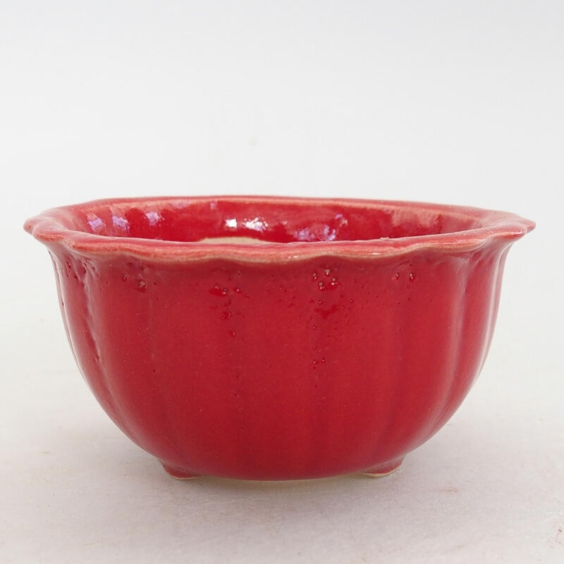 Keramik-Bonsaischale 7 x 7 x 3,5 cm, Farbe Rot