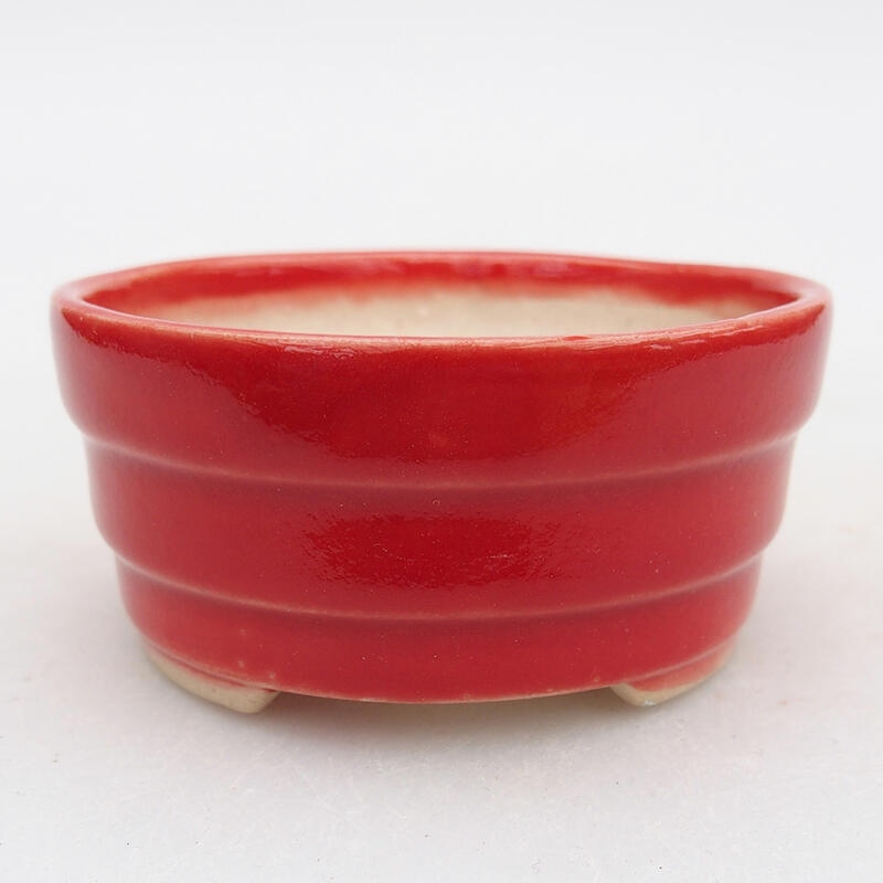 Bonsaischale aus Keramik, 7 x 7 x 3,5 cm, Farbe: rot