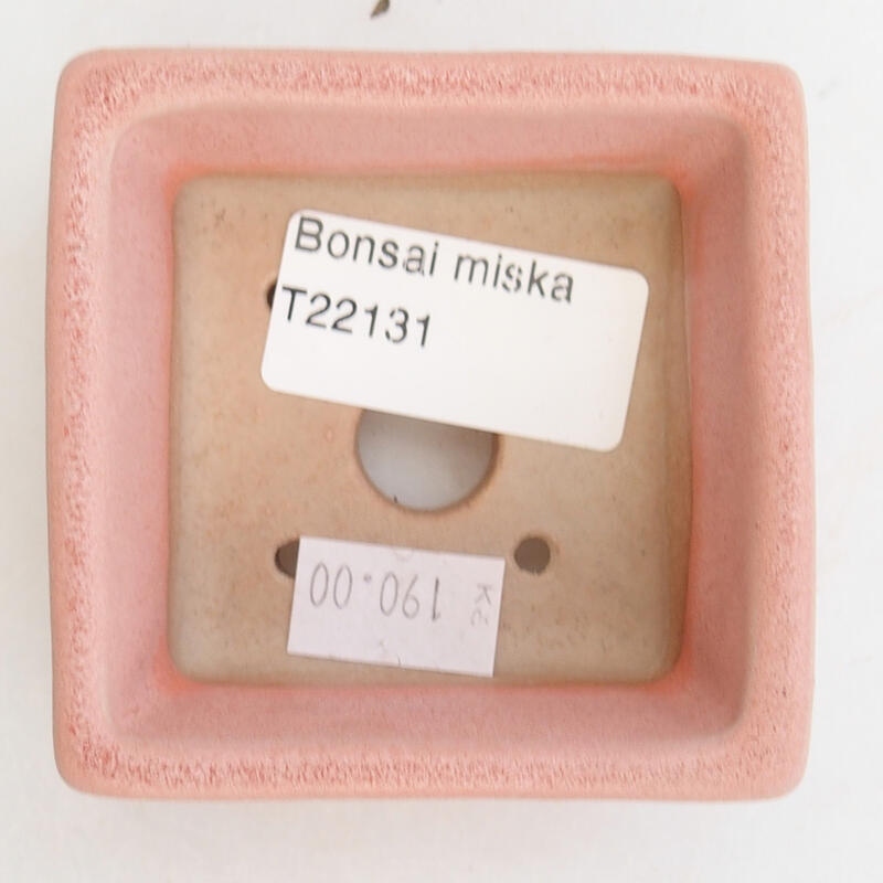 Keramik-Bonsaischale 7 x 7 x 3 cm, Farbe rosa