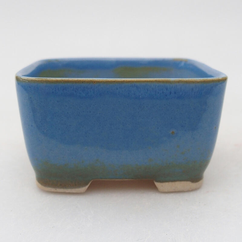 Keramik Bonsai Schale 7 x 7 x 4 cm, Farbe blau