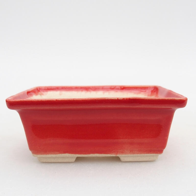 Keramik Bonsai Schale 8,5 x 6 x 3,5 cm, rot