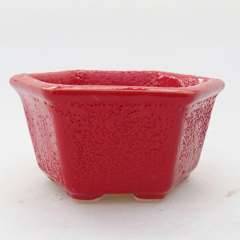 Keramik-Bonsaischale 8 x 7 x 4 cm, Farbe Rot