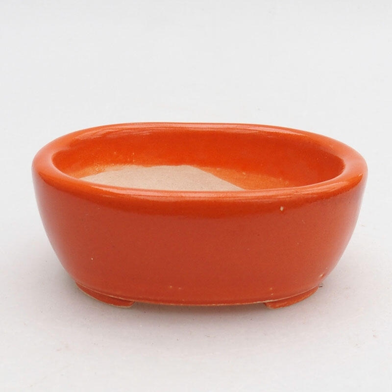 Keramik-Bonsaischale 9 x 7,5 x 3,5 cm, Farbe Orange