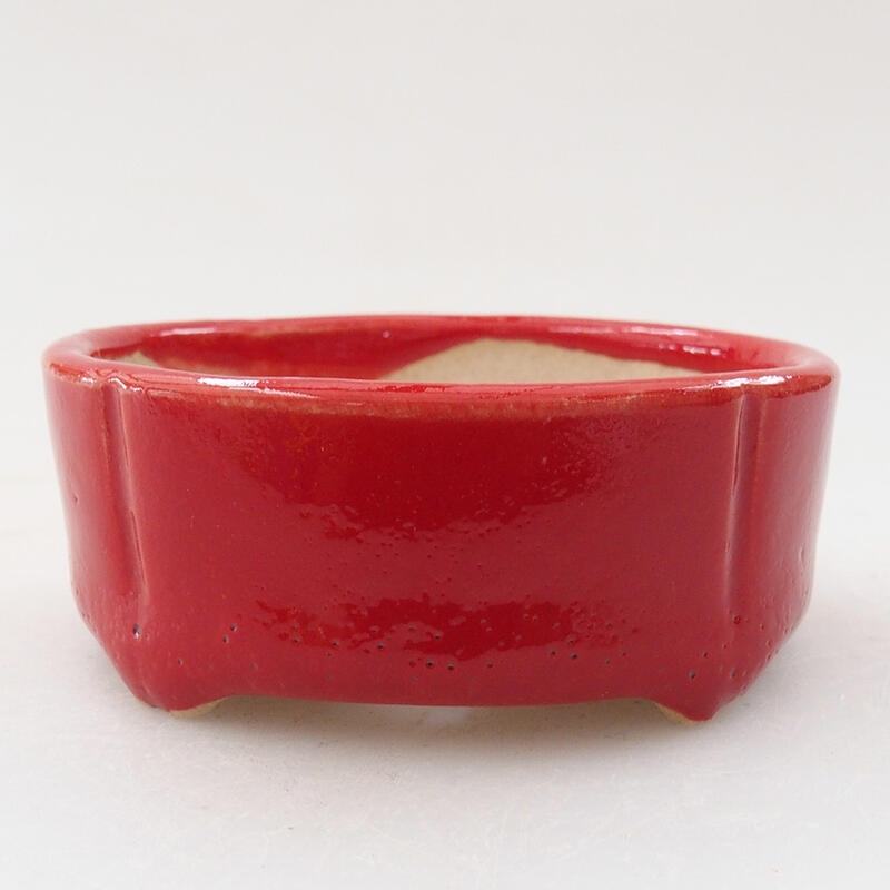 Mini-Bonsaischale 7 x 7 x 3 cm, Farbe Rot